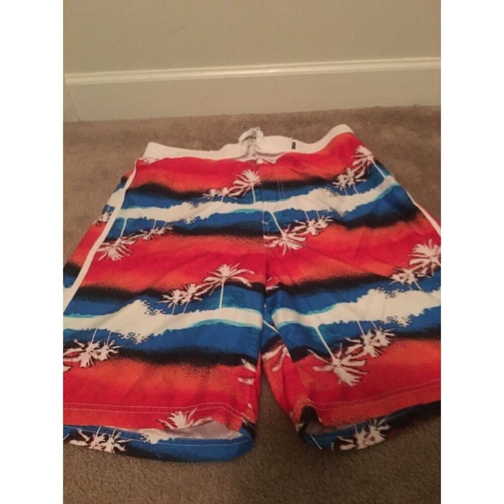Joe Boxer Men's Swim Shorts Trunks 1pc Size Large Red, Blue, & White